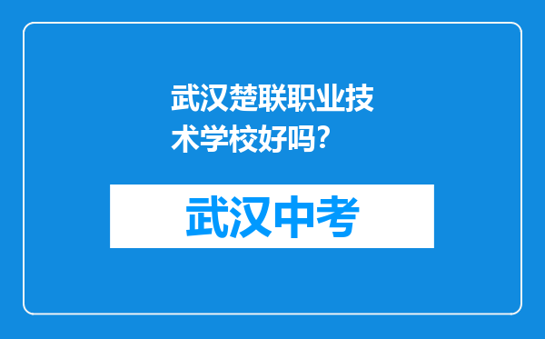 武汉楚联职业技术学校好吗？