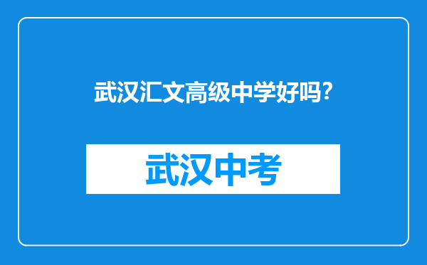武汉汇文高级中学好吗？