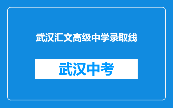 武汉汇文高级中学录取线