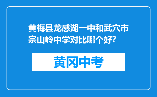黄梅县龙感湖一中和武穴市宗山岭中学对比哪个好？