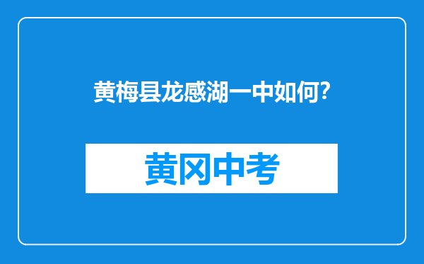 黄梅县龙感湖一中如何？