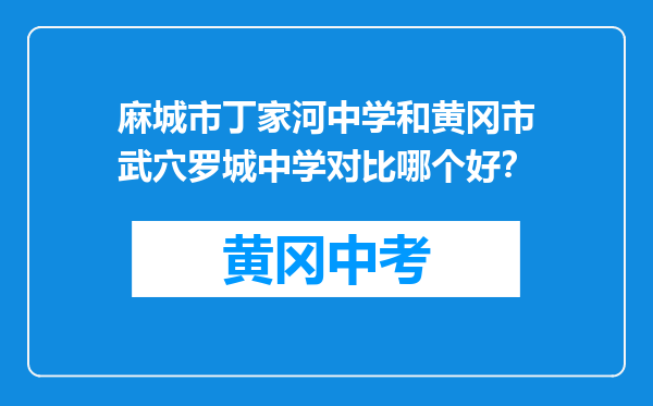 麻城市丁家河中学和黄冈市武穴罗城中学对比哪个好？