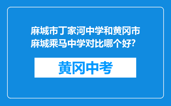 麻城市丁家河中学和黄冈市麻城乘马中学对比哪个好？