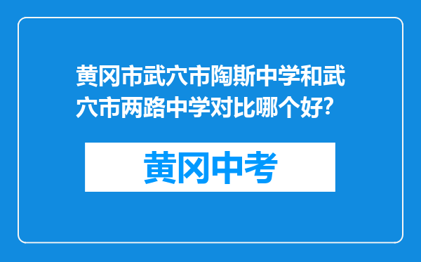 黄冈市武穴市陶斯中学和武穴市两路中学对比哪个好？