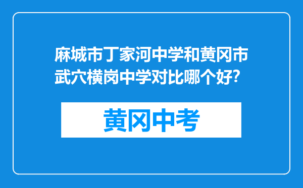 麻城市丁家河中学和黄冈市武穴横岗中学对比哪个好？