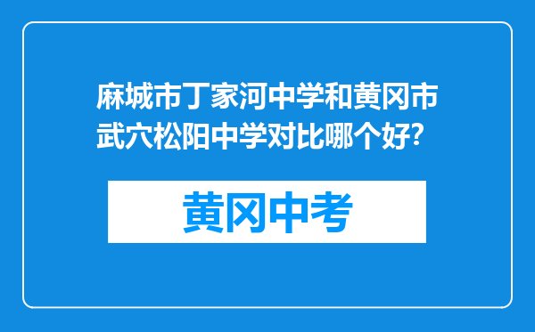 麻城市丁家河中学和黄冈市武穴松阳中学对比哪个好？