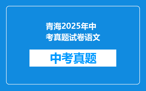 青海2025年中考真题试卷语文
