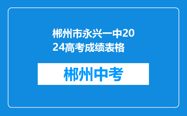 郴州市永兴一中2024高考成绩表格