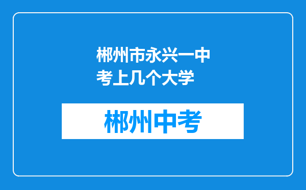 郴州市永兴一中考上几个大学
