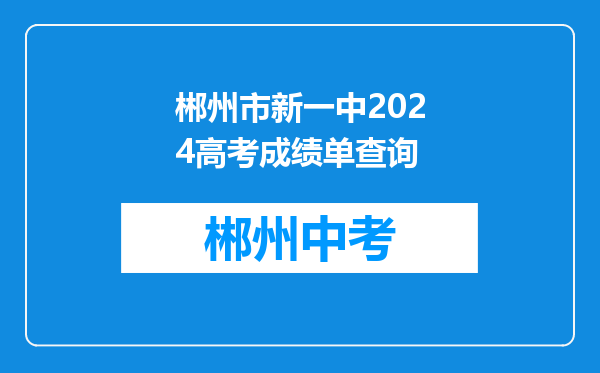 郴州市新一中2024高考成绩单查询