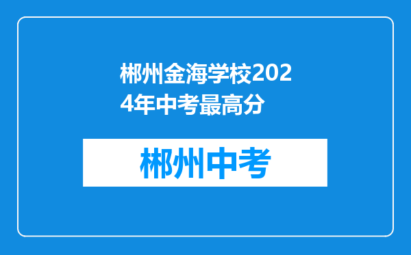 郴州金海学校2024年中考最高分