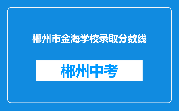 郴州市金海学校录取分数线