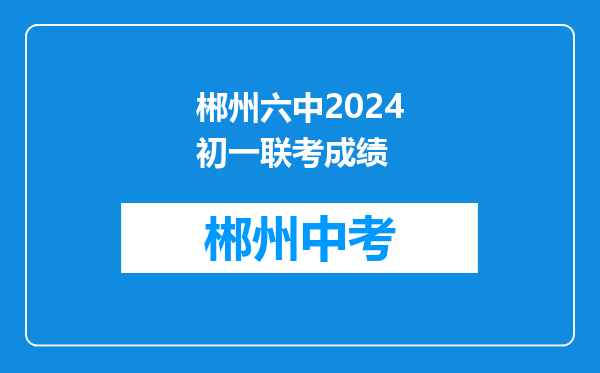 郴州六中2024初一联考成绩