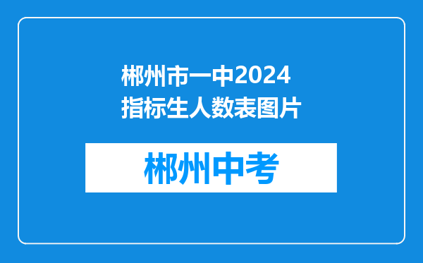 郴州市一中2024指标生人数表图片