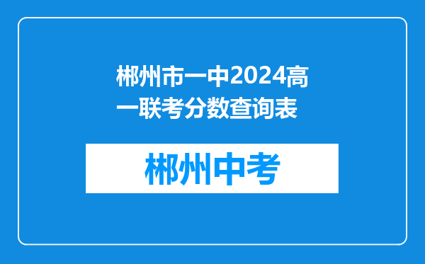 郴州市一中2024高一联考分数查询表