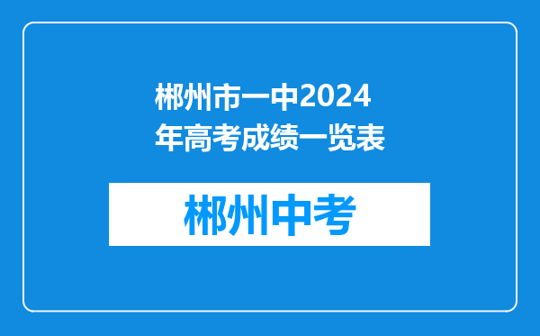 郴州市一中2024年高考成绩一览表