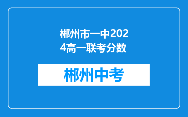 郴州市一中2024高一联考分数