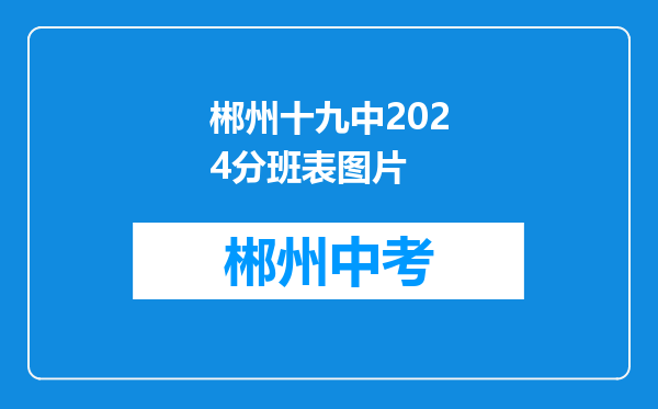 郴州十九中2024分班表图片