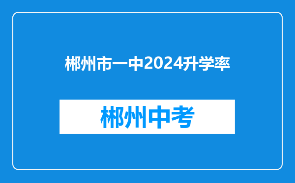 郴州市一中2024升学率