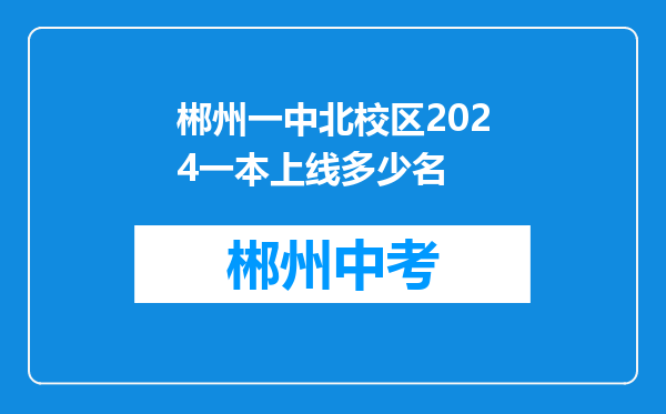 郴州一中北校区2024一本上线多少名