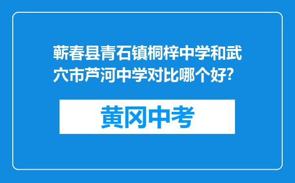 蕲春县青石镇桐梓中学和武穴市芦河中学对比哪个好？