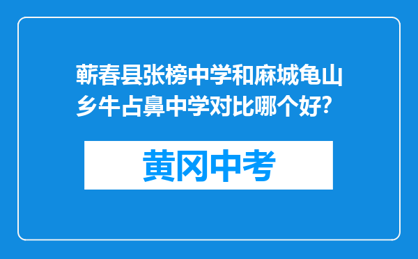 蕲春县张榜中学和麻城龟山乡牛占鼻中学对比哪个好？