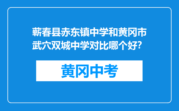 蕲春县赤东镇中学和黄冈市武穴双城中学对比哪个好？