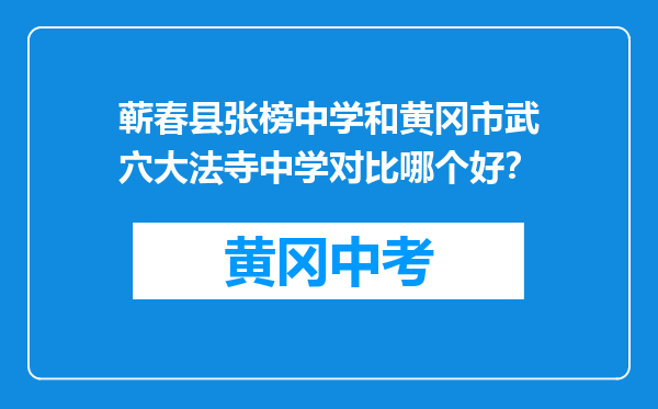 蕲春县张榜中学和黄冈市武穴大法寺中学对比哪个好？
