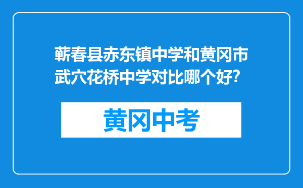 蕲春县赤东镇中学和黄冈市武穴花桥中学对比哪个好？