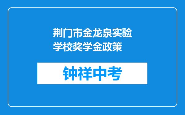 荆门市金龙泉实验学校奖学金政策