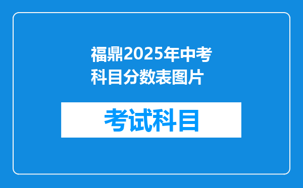 福鼎2025年中考科目分数表图片