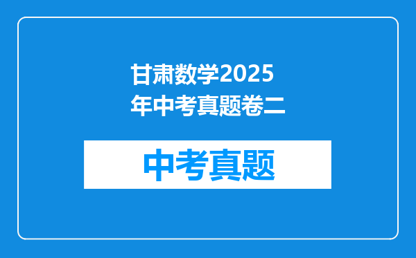 甘肃数学2025年中考真题卷二