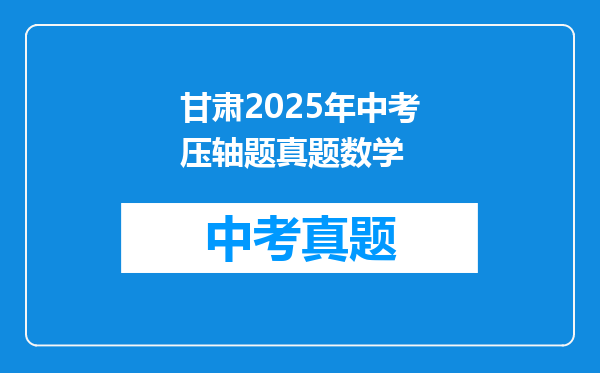 甘肃2025年中考压轴题真题数学