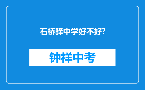 石桥驿中学好不好？