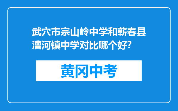 武穴市宗山岭中学和蕲春县漕河镇中学对比哪个好？