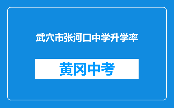 武穴市张河口中学升学率