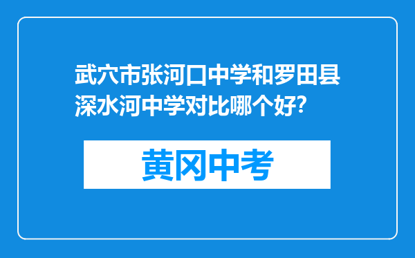 武穴市张河口中学和罗田县深水河中学对比哪个好？