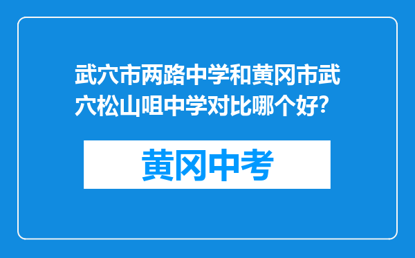武穴市两路中学和黄冈市武穴松山咀中学对比哪个好？