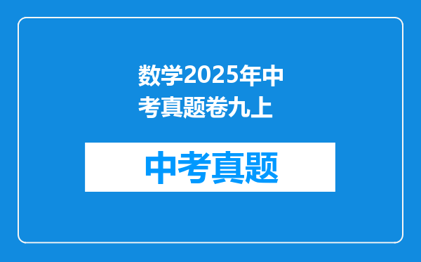 数学2025年中考真题卷九上