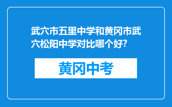 武穴市五里中学和黄冈市武穴松阳中学对比哪个好？