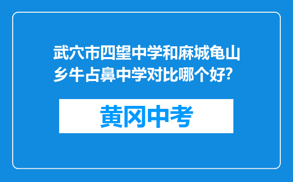 武穴市四望中学和麻城龟山乡牛占鼻中学对比哪个好？