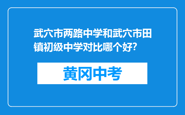 武穴市两路中学和武穴市田镇初级中学对比哪个好？