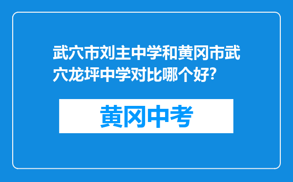 武穴市刘主中学和黄冈市武穴龙坪中学对比哪个好？