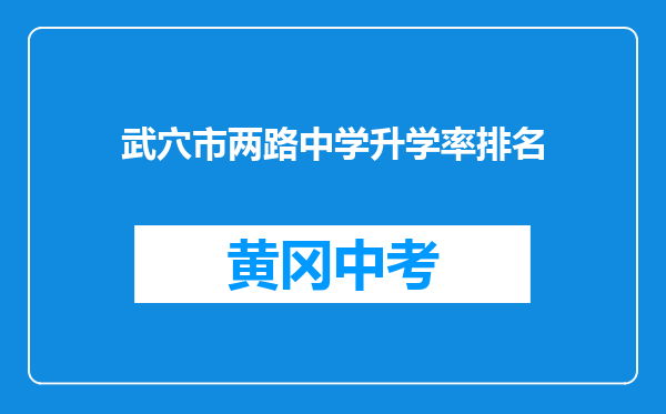 武穴市两路中学升学率排名