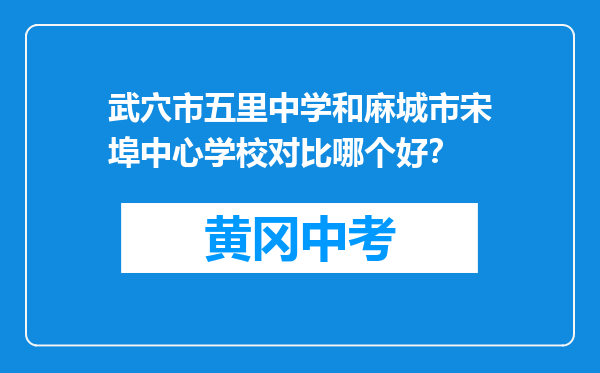 武穴市五里中学和麻城市宋埠中心学校对比哪个好？