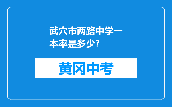 武穴市两路中学一本率是多少？
