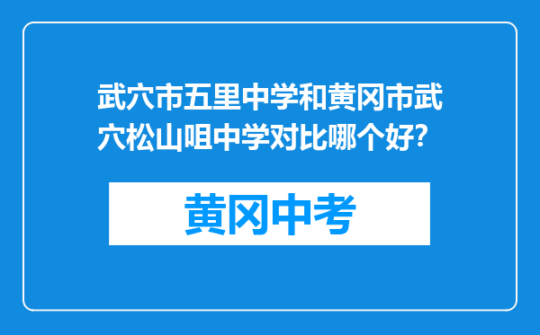 武穴市五里中学和黄冈市武穴松山咀中学对比哪个好？