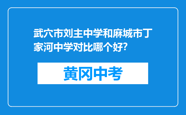 武穴市刘主中学和麻城市丁家河中学对比哪个好？