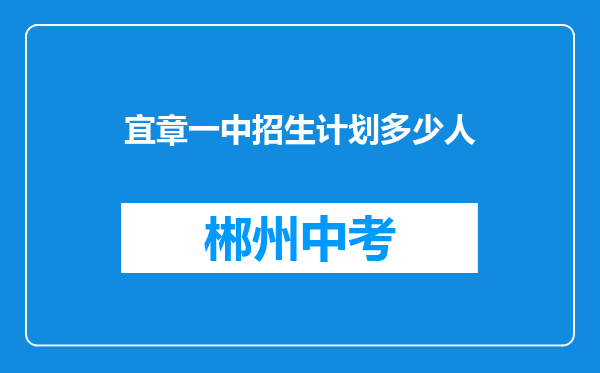 宜章一中招生计划多少人
