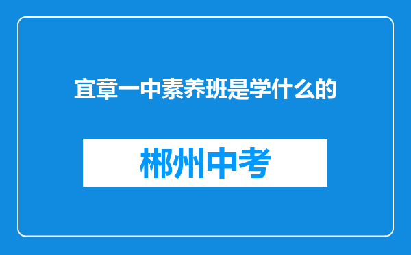 宜章一中素养班是学什么的